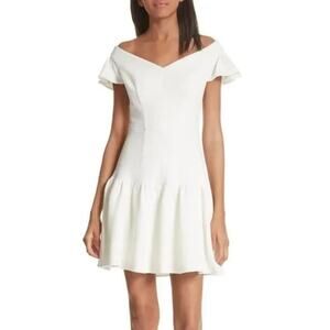 La vie Rebecca Taylor White Off the Shoulder Stretch Textured Dress White - Sz 2